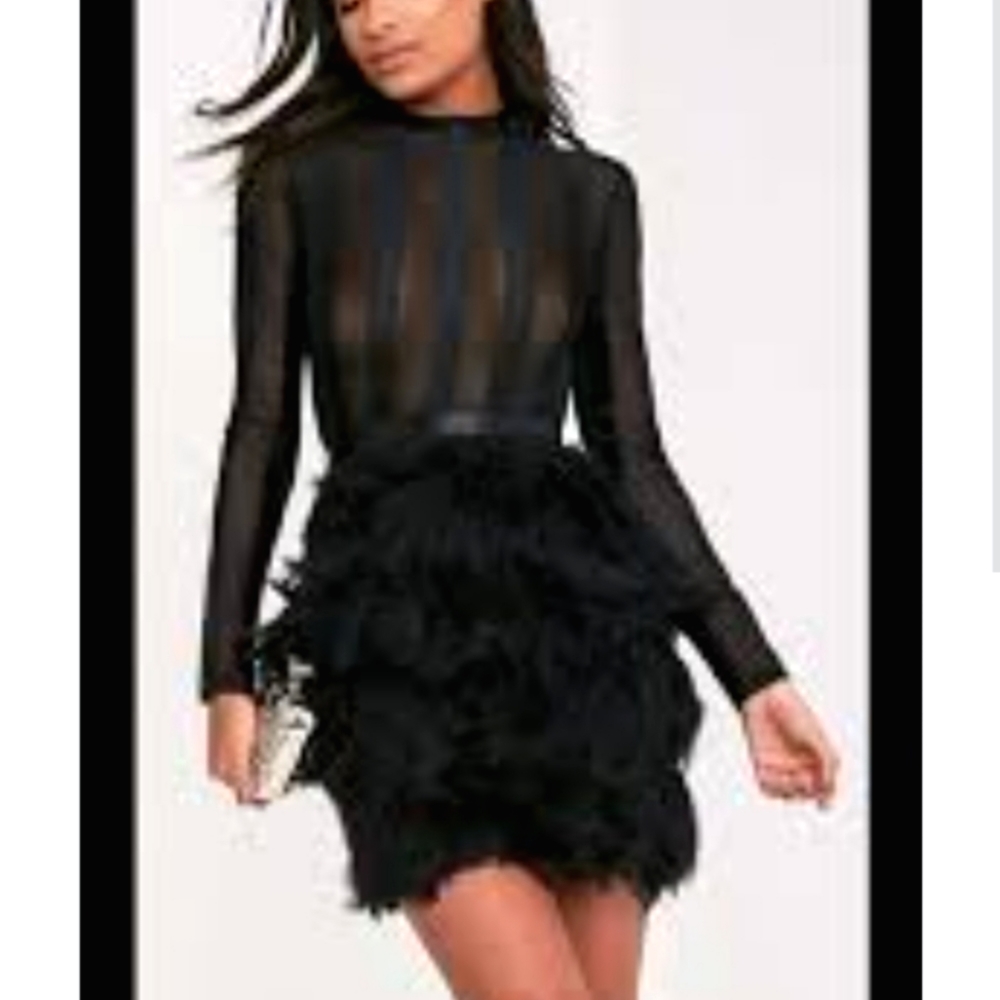 Petticoat Alley black faux fur mini skirt